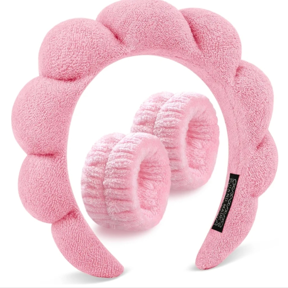 New With Tags Bubble Skincare/Makeup Headband + Spa Wrist Band Set